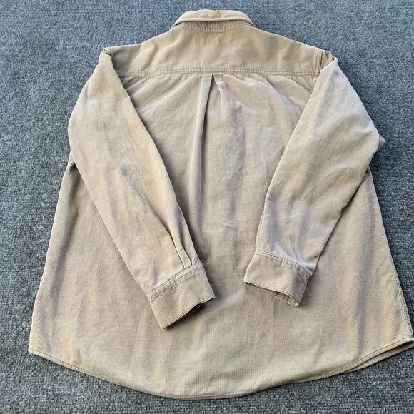 Reel Legends Corduroy Shirt Mens Medium Brown Button Up Casual Long Sleeve - Picture 2 of 12